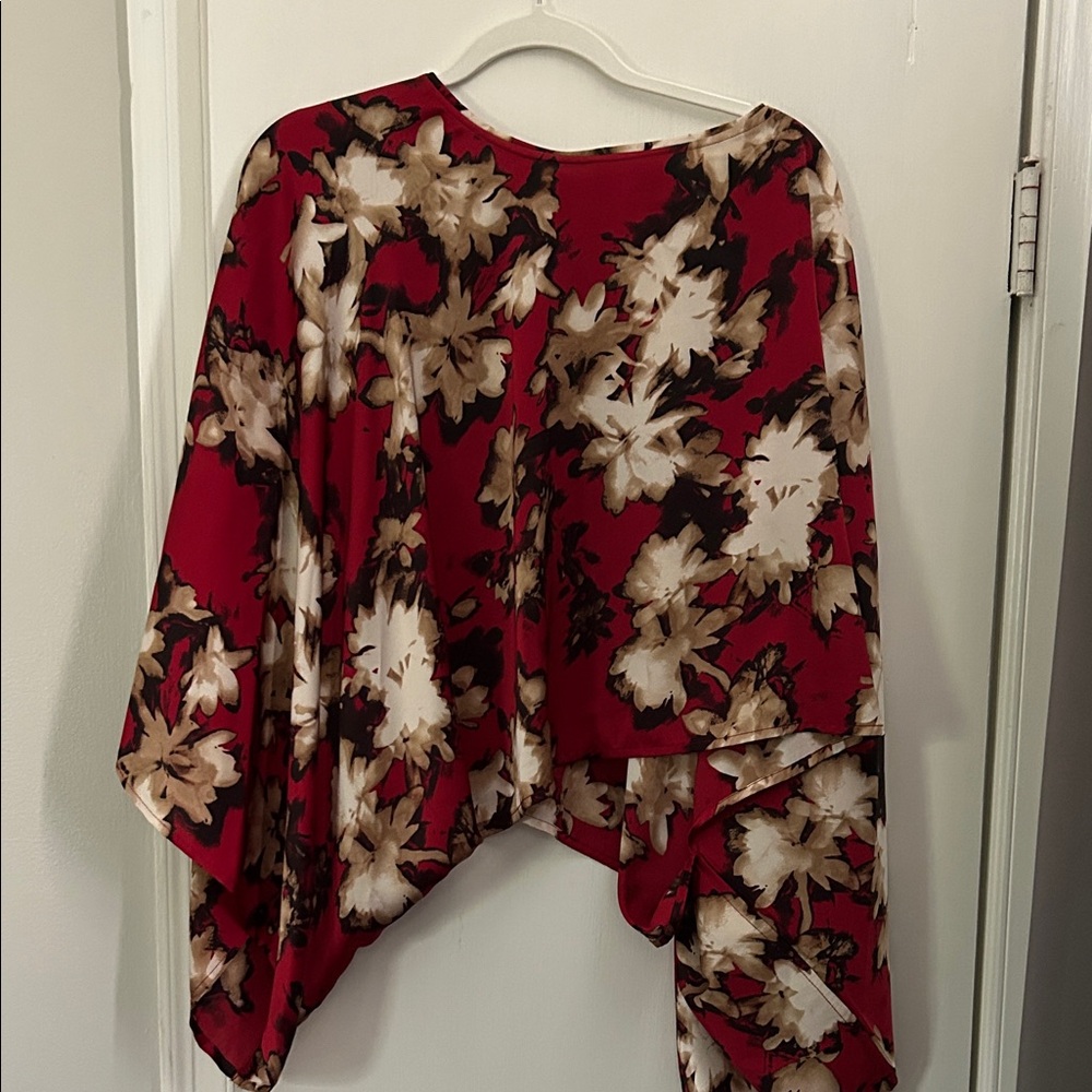 Anne Klein Red Floral Tunic Top